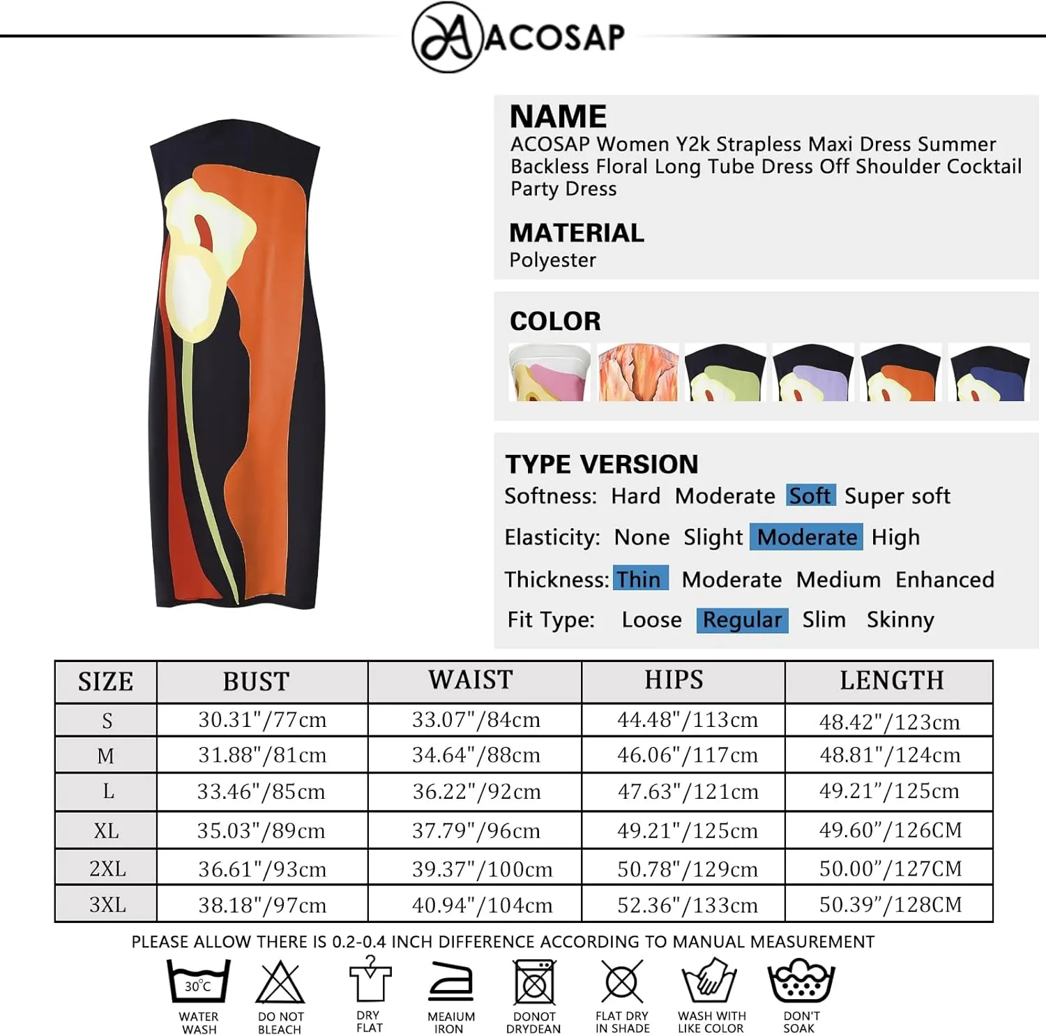 ACOSAP Women Y2k Strapless Maxi Dress Summer Backless Floral Long Tube Dress Off Shoulder Cocktail Party Dress