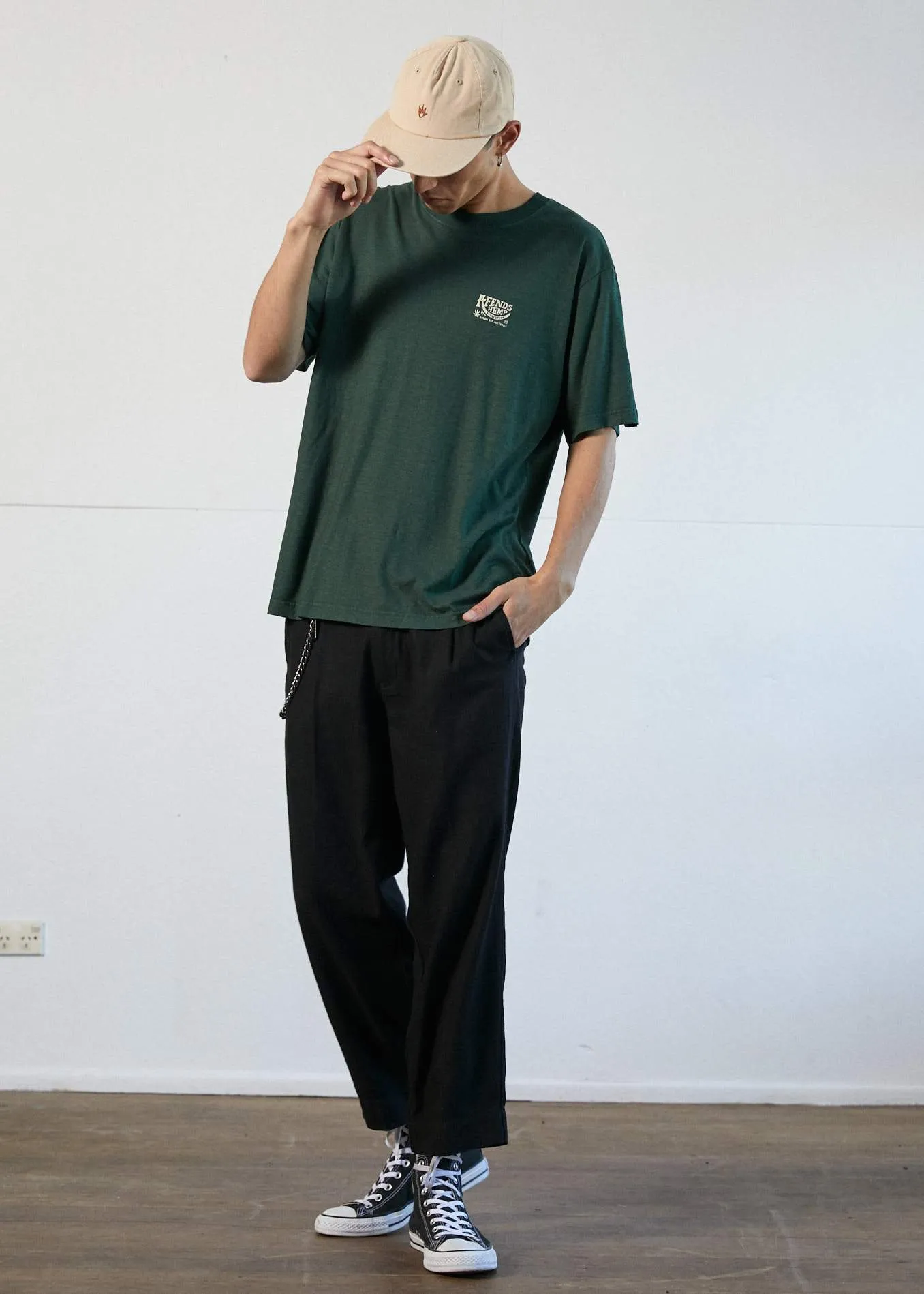 Afends Mens Bugle - Hemp Retro Fit Tee - Forest