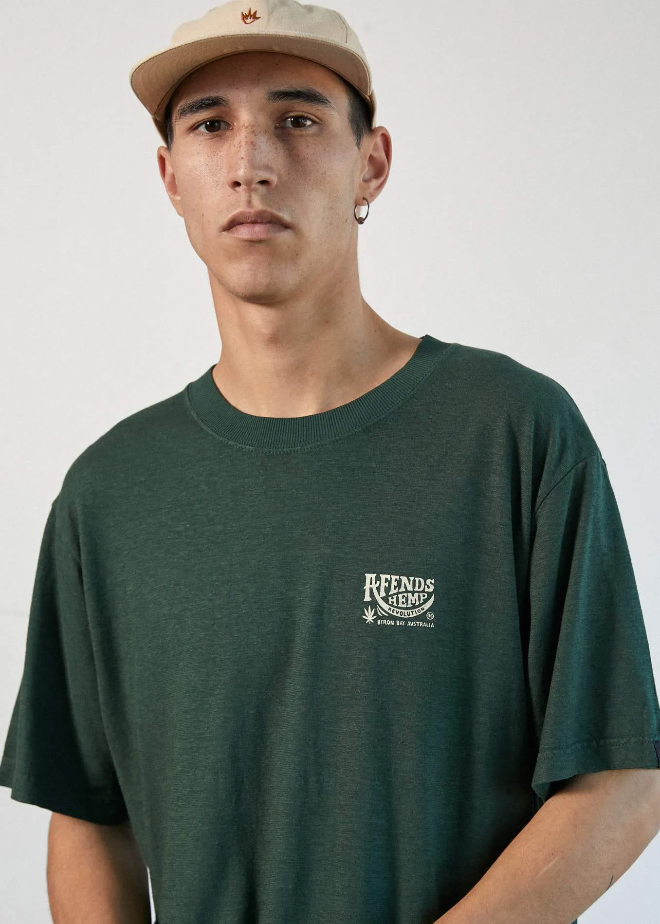 Afends Mens Bugle - Hemp Retro Fit Tee - Forest