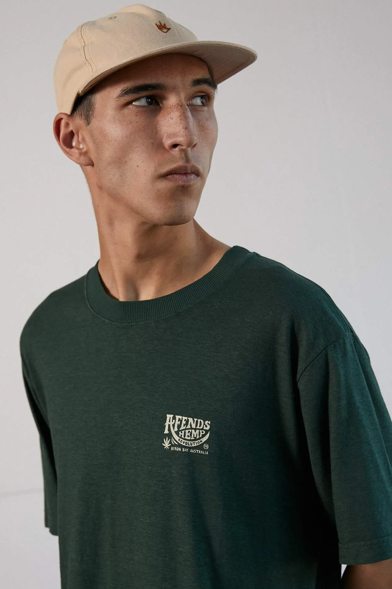 Afends Mens Bugle - Hemp Retro Fit Tee - Forest