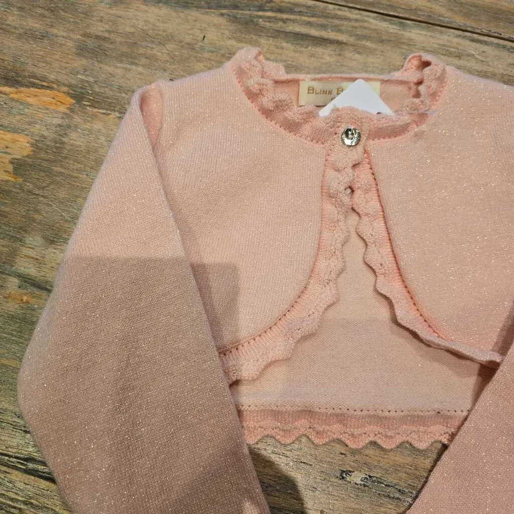Blink Blank pink sparkly 1 button cardigan 12m