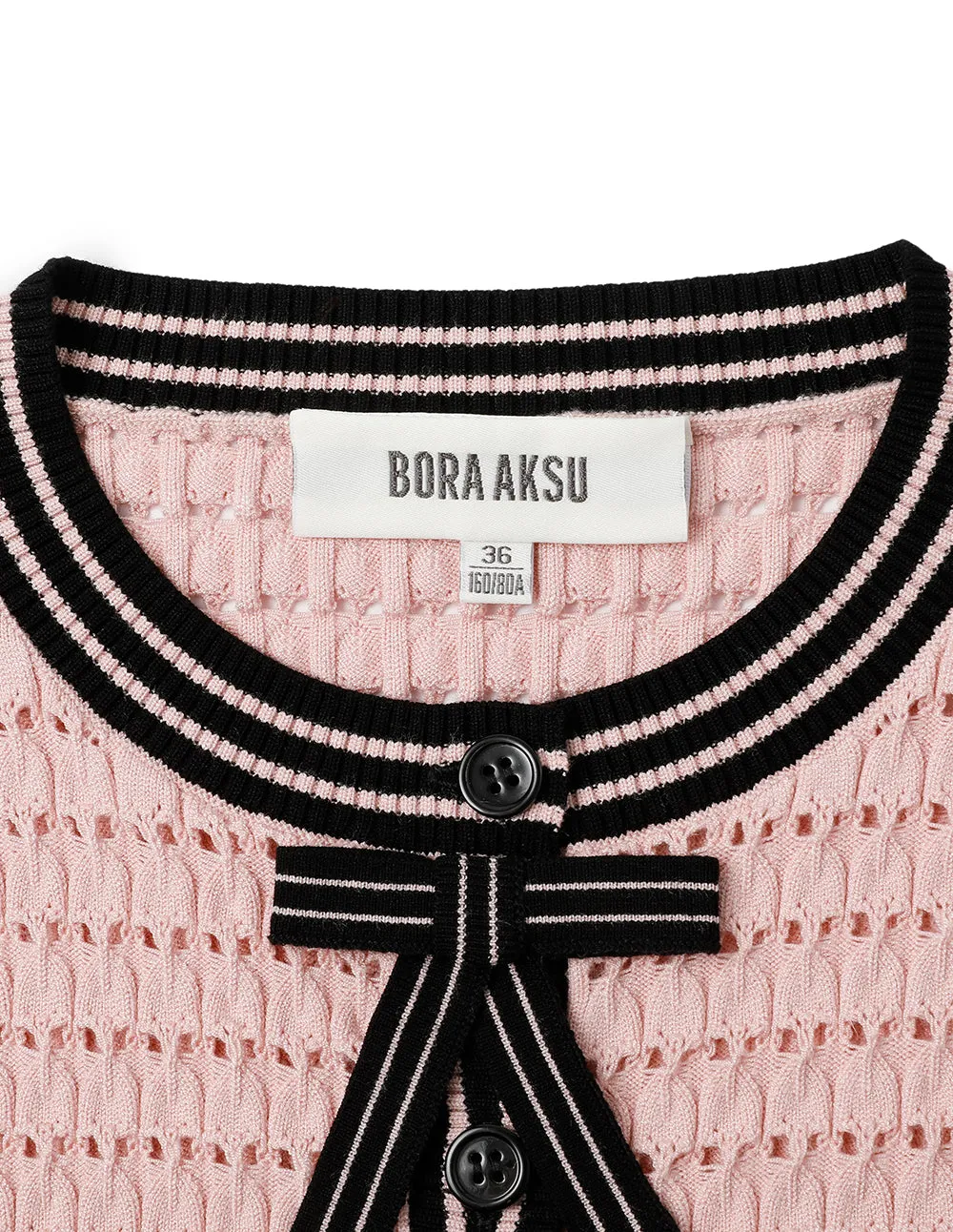 BORA AKSU Black Contrast Crew Neck Knitted Cardigan
