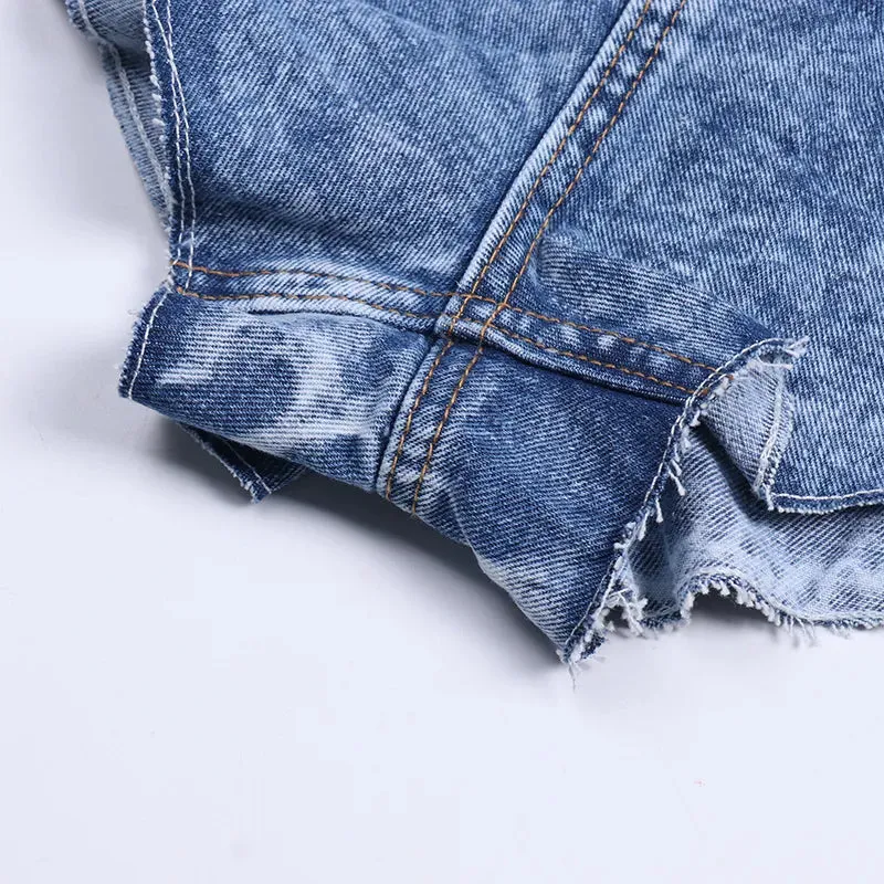 Casual Denim Shorts Skirts High Waist Ruffle Hem Loose Ruched Short Pants Female Fashion Clothing Spring