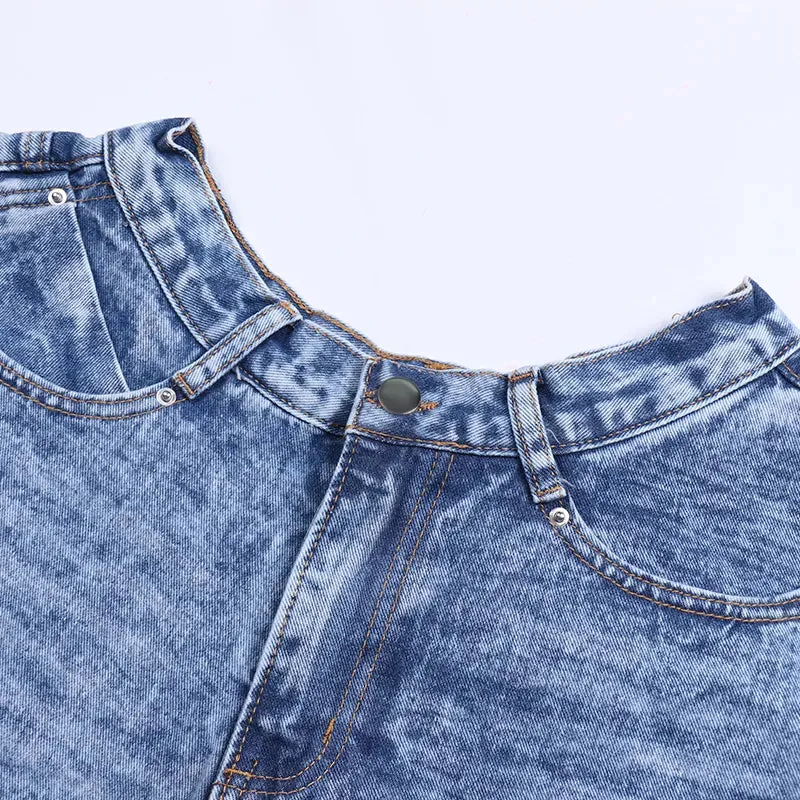 Casual Denim Shorts Skirts High Waist Ruffle Hem Loose Ruched Short Pants Female Fashion Clothing Spring