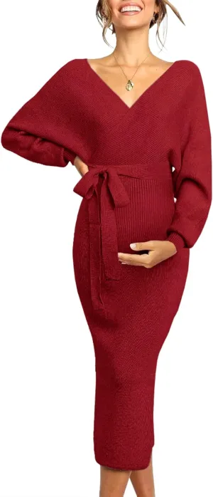 Chang Yun Maternity Nursing Dress Sweater Dress for Women Wedding Guest Dress Baby Shower Maternity Photoshoot Outfits