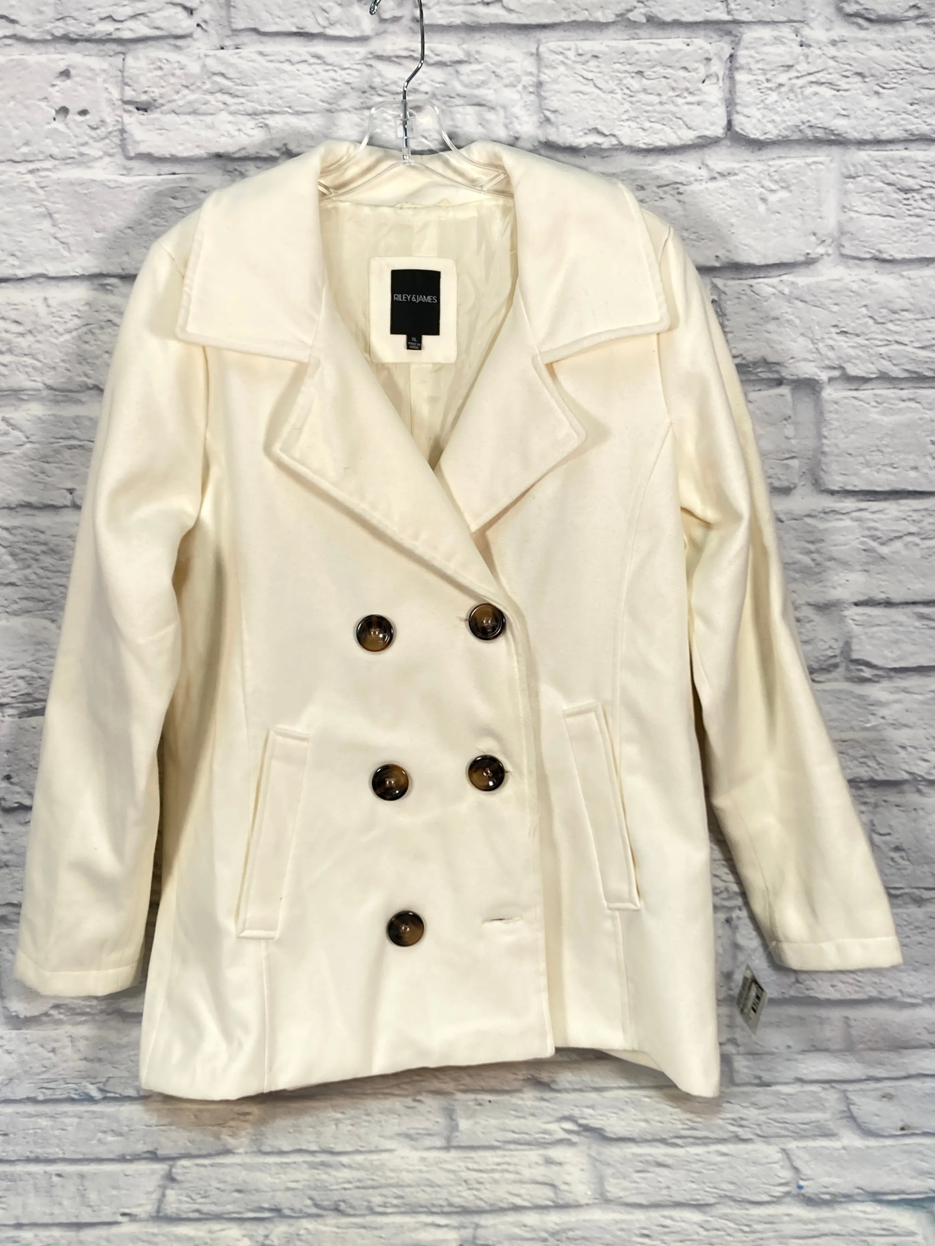 Coat Trench Coat By Clothes Mentor In Cream, Size: Xl