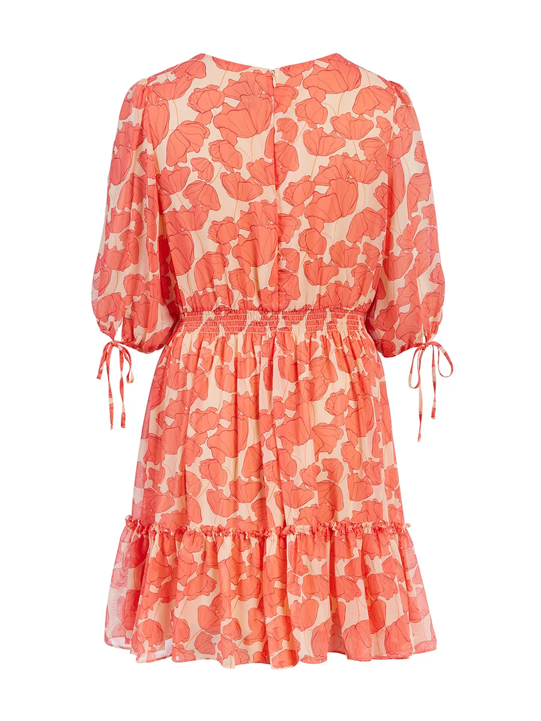 Coral Tiered Fit-And-Flare Dress