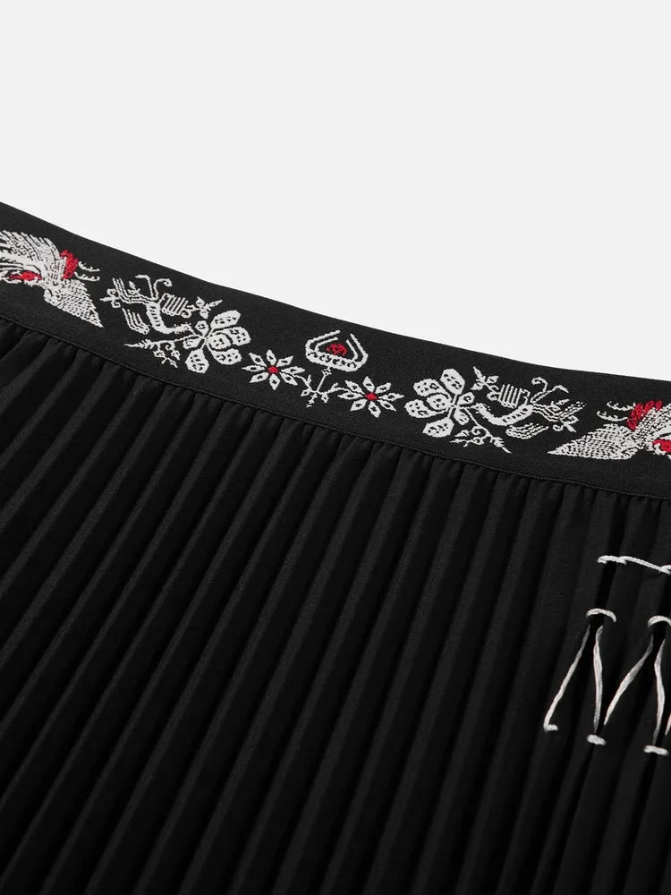 EP YAYING Chinese-style Pleated Skirt