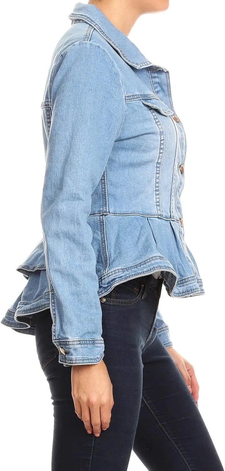 Fashion2Love Women's Plus/Juniors Size Premium Denim Premium Bodice Long Sleeve Jacket
