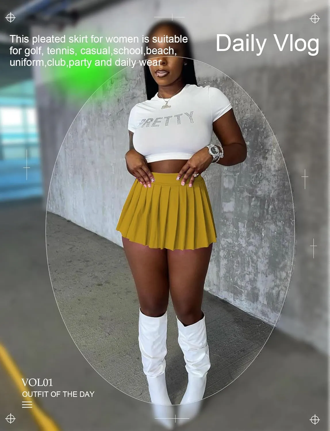 FEOYA Pleated Mini Skirts for Women High Waist Y2K Skirt Short Tennis Skirt A Line Skater Skirts