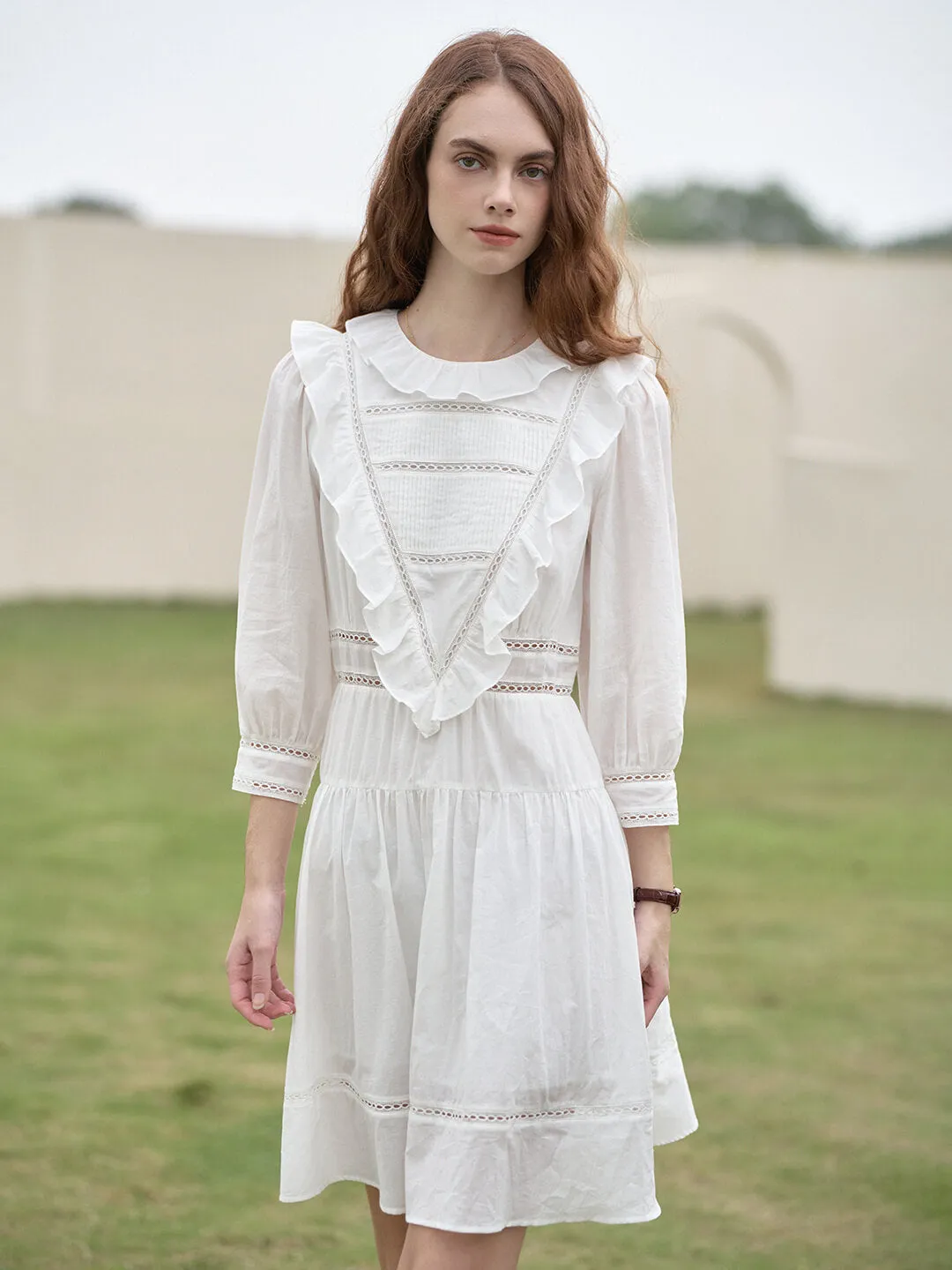 【Final Sale】Lucille Victorian Long Sleeve White Dress