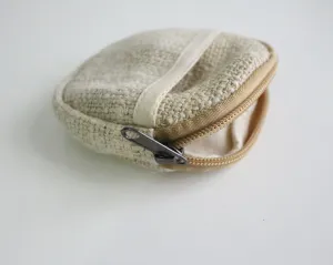 Hemp Zipper Round Coin Pouch