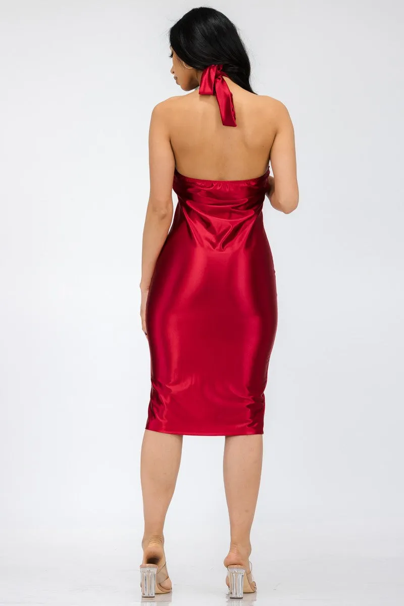 HH678X - HALTER BODYCON DRESS