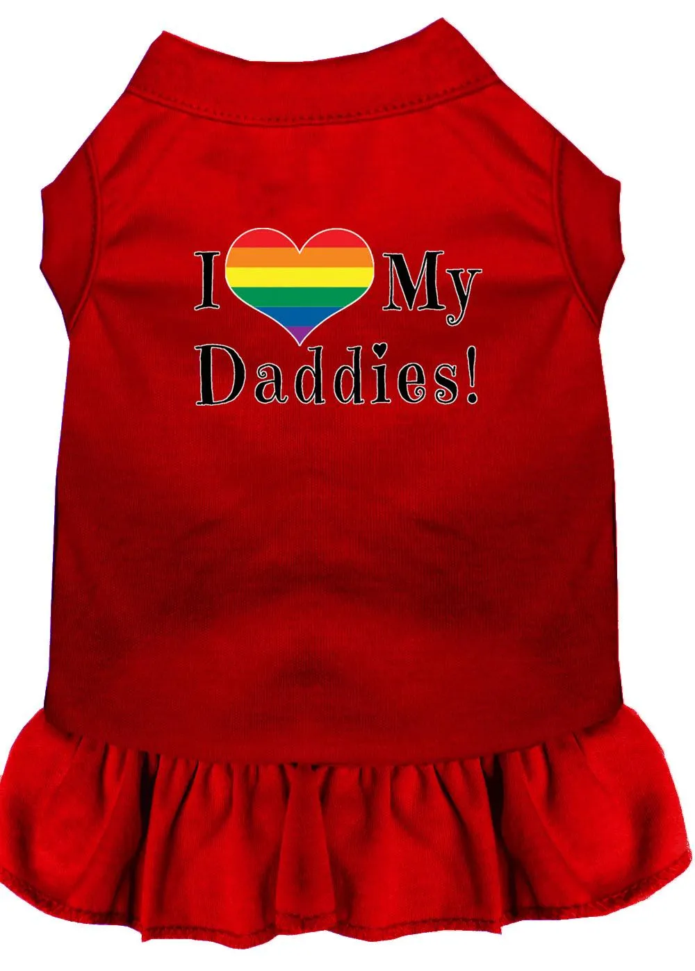 I Heart My Daddies Screen Print Dog Dress Red Xs