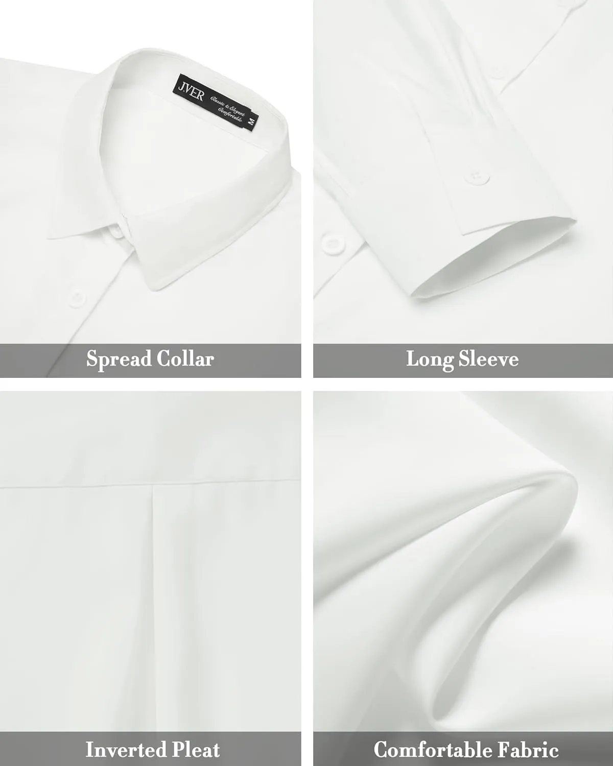 J.VER Women's Button Down Shirt Long Sleeve Solid Dress Shirts Chiffon Work Office Blouse Fashion Formal Business Casual Tops