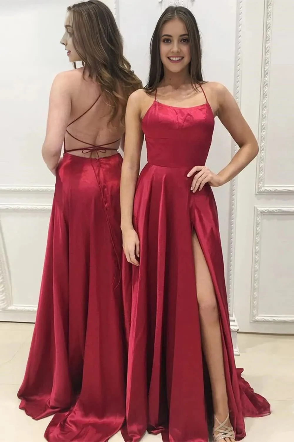 kamahe Royal Blue Halter Backless A Line Prom Dress