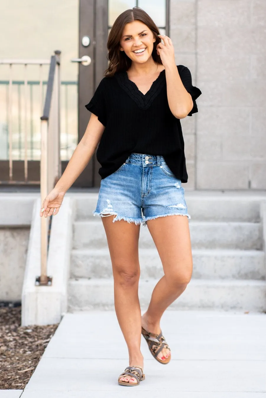 Kancan Frayed Hem Shorts