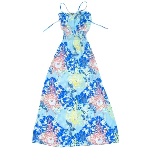 Kiku (Long Halter Dress) - Blue