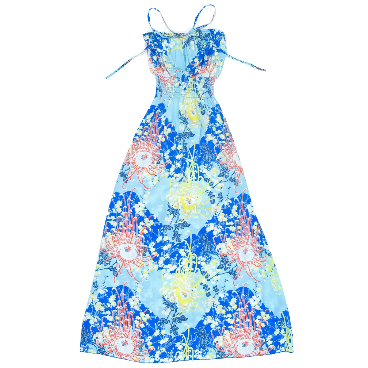 Kiku (Long Halter Dress) - Blue