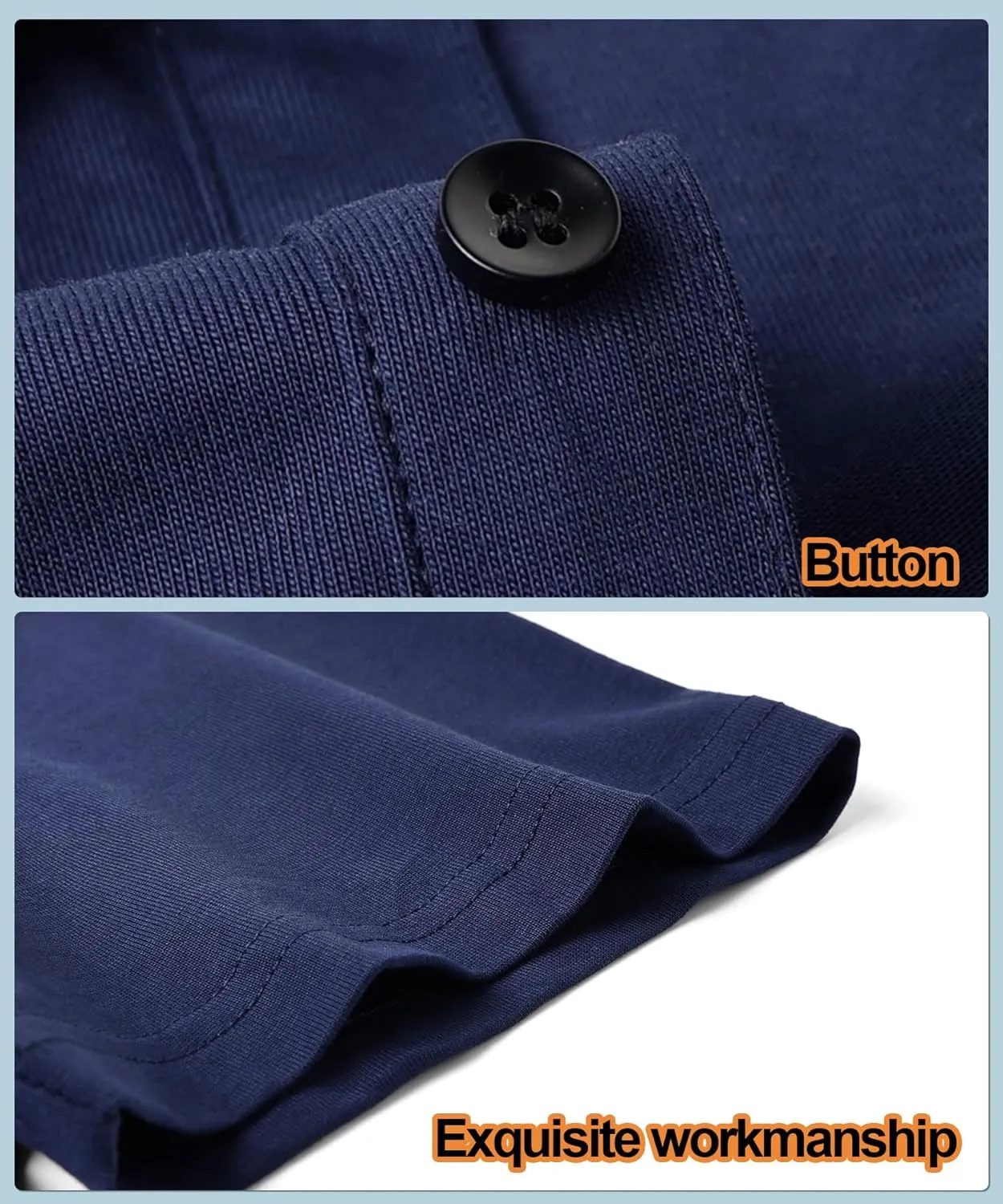 Mens Short Sleeve Polo Shirt Cotton Golf T-Shirt Work Shirts with 2 Pockets