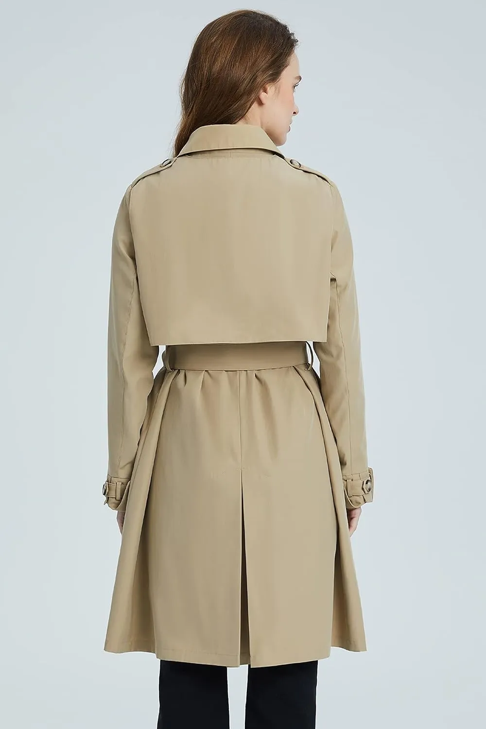 Orolay Women's Classic Trench Coat 3/4 Length Double-Breasted with Removable Vest