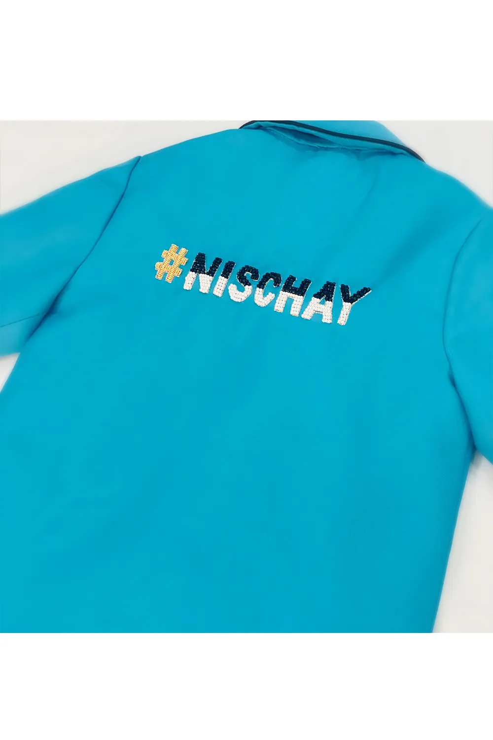 Personalised sharks embroidered blue coat