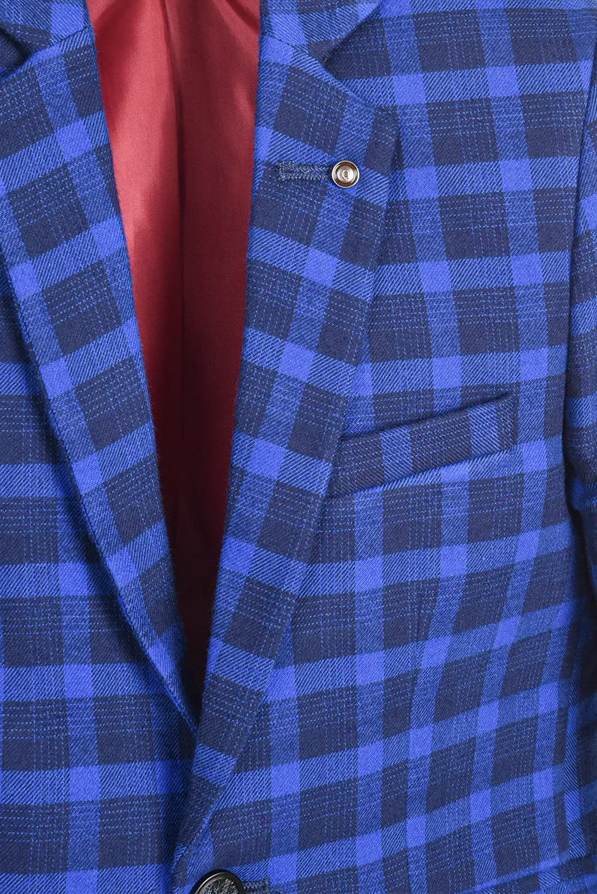 Royal Blue Checkered Coat