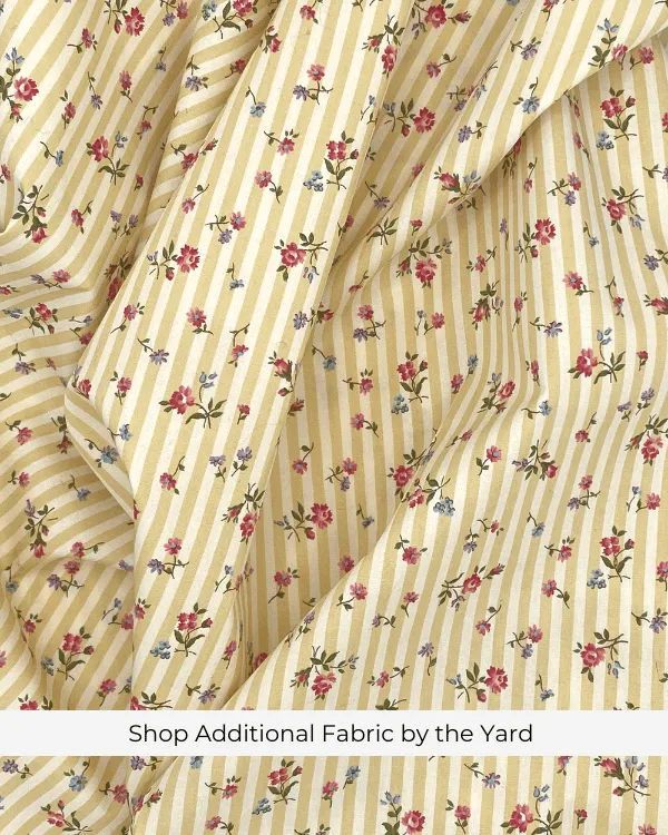 Shirred by the Yard | Yellow Floral Stripe Cotton Fabric | 42" L