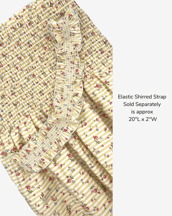 Shirred by the Yard | Yellow Floral Stripe Cotton Fabric | 42" L