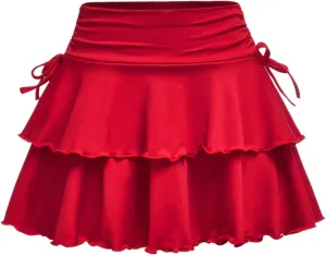 SOLY HUX Girl's Summer Mini Skirts High Waisted Ruffle Layered Skirts Swing Flowy Skater Tennis Skirt