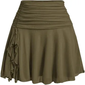 SOLY HUX Women's Summer Skirts High Waisted Ruffle Mini Skirts Flared Flowy Beach Short Skirt
