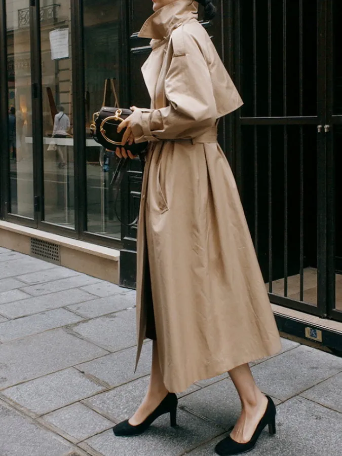 Stand collar long trench coat HL3872