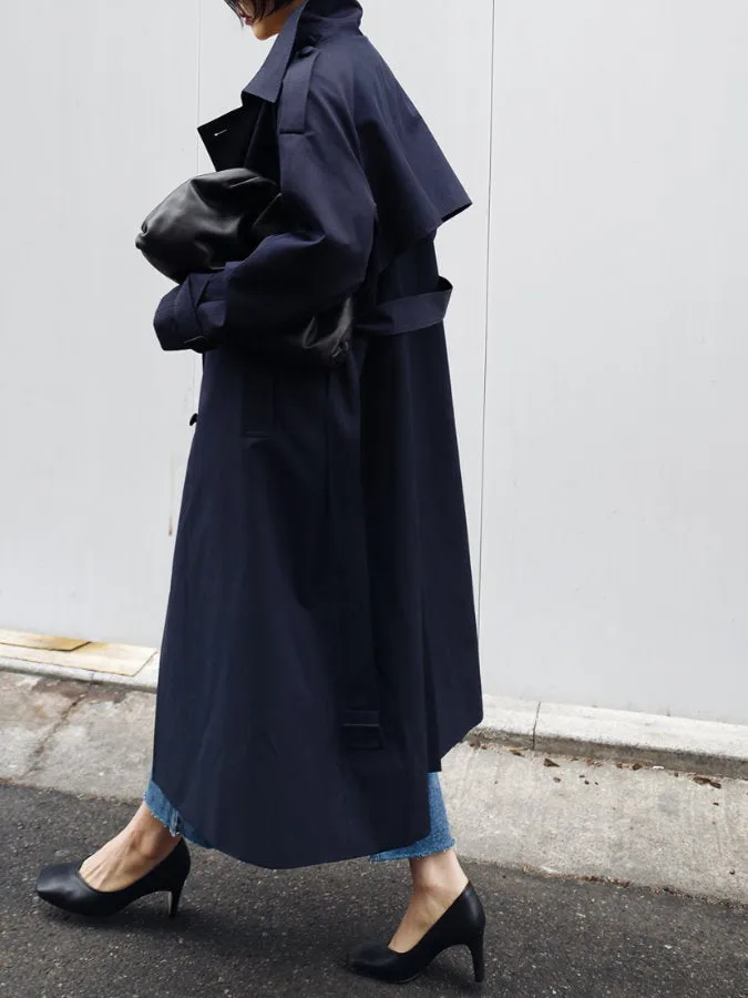 Stand collar long trench coat HL3872