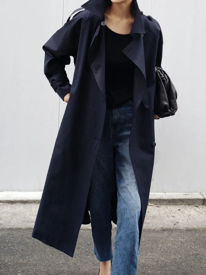 Stand collar long trench coat HL3872