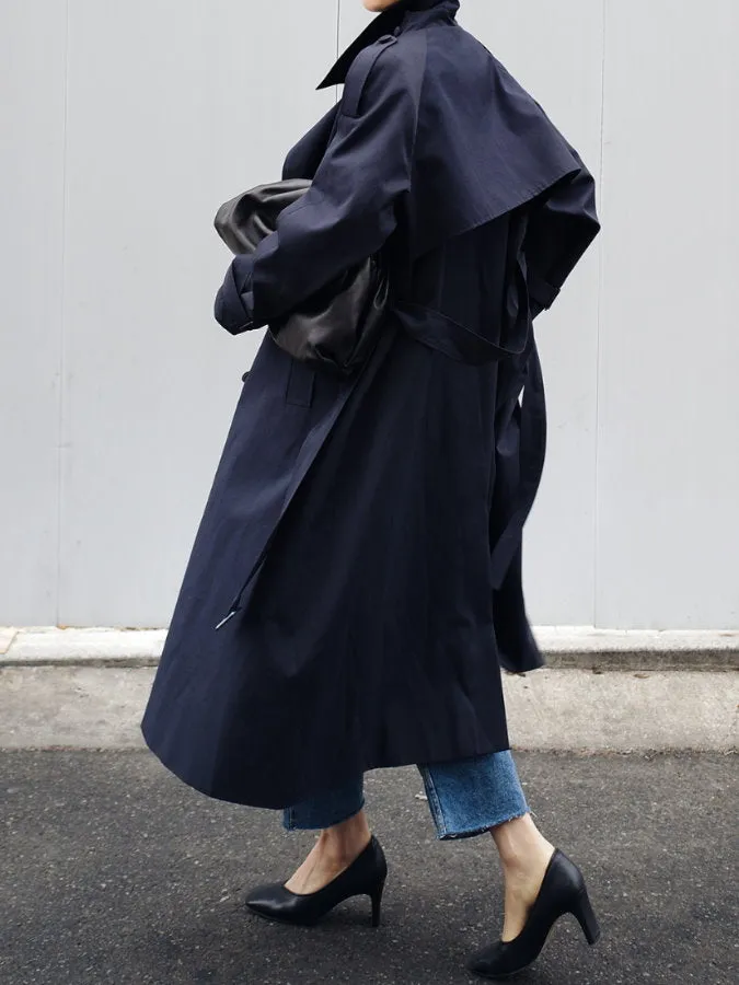Stand collar long trench coat HL3872
