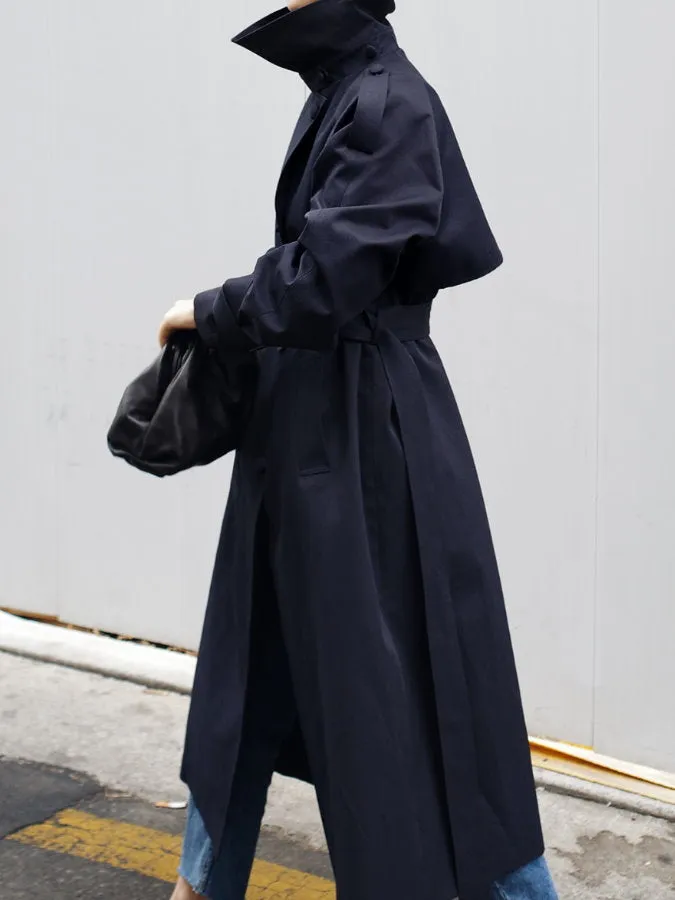 Stand collar long trench coat HL3872