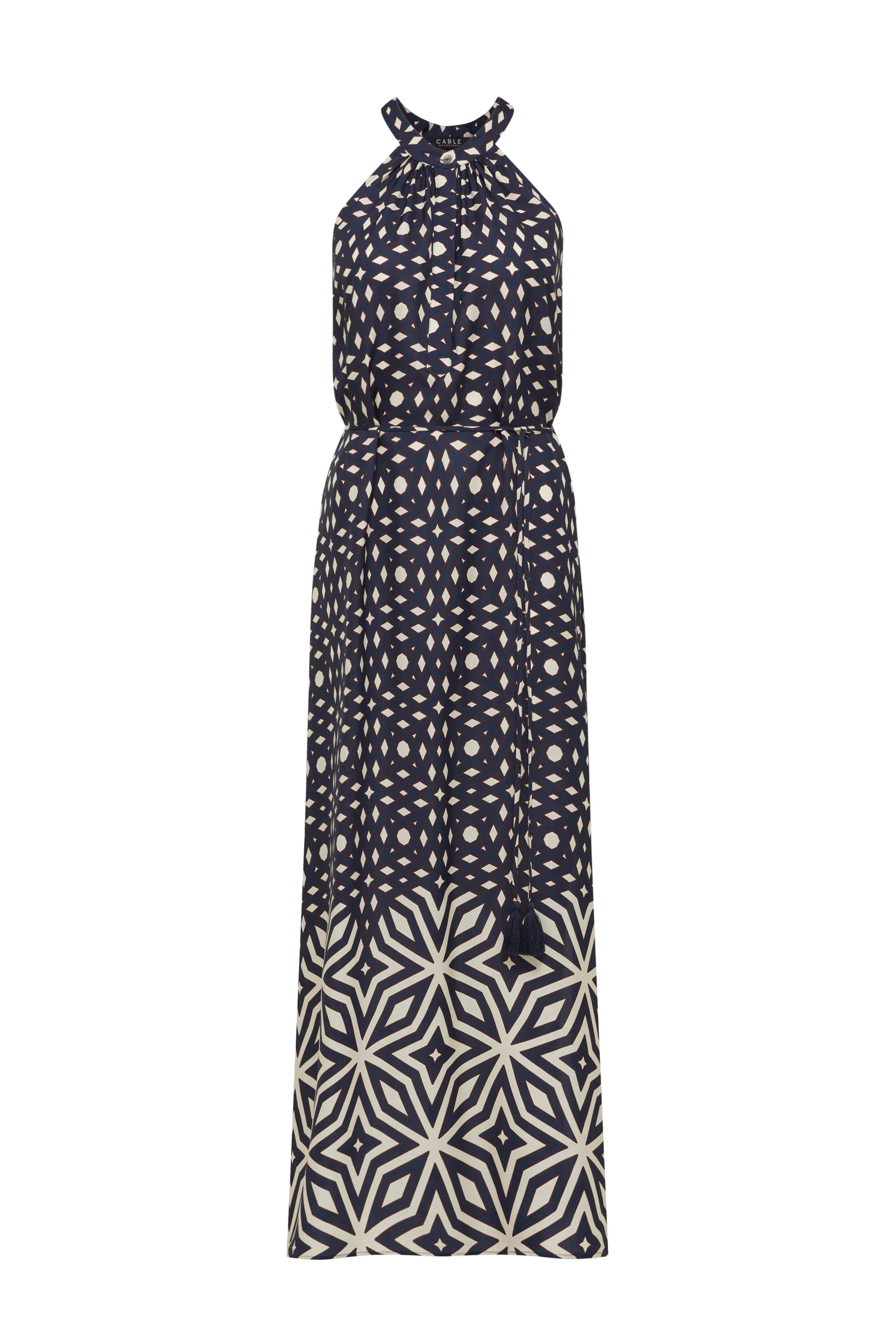 Temple Halter Neck Dress - Mosaic Print