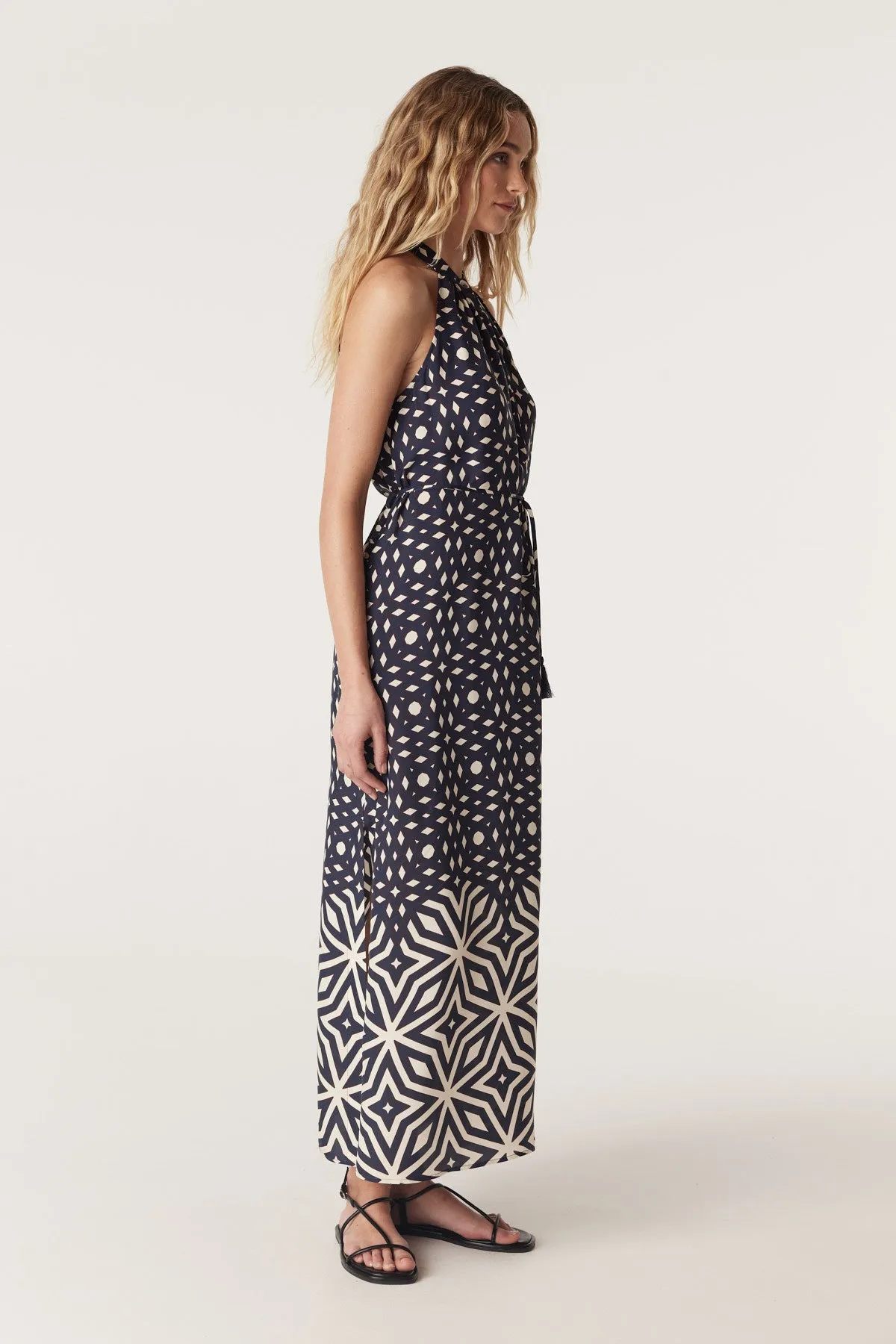 Temple Halter Neck Dress - Mosaic Print