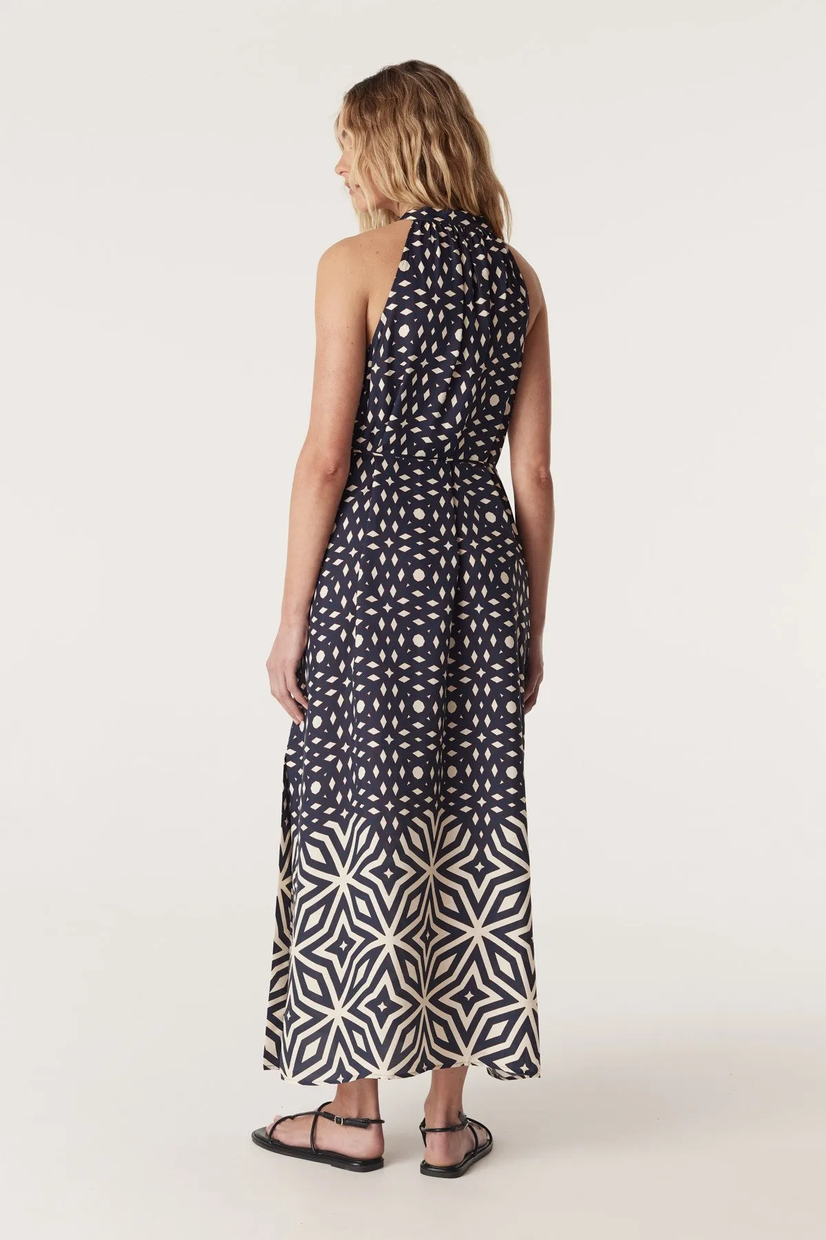 Temple Halter Neck Dress - Mosaic Print