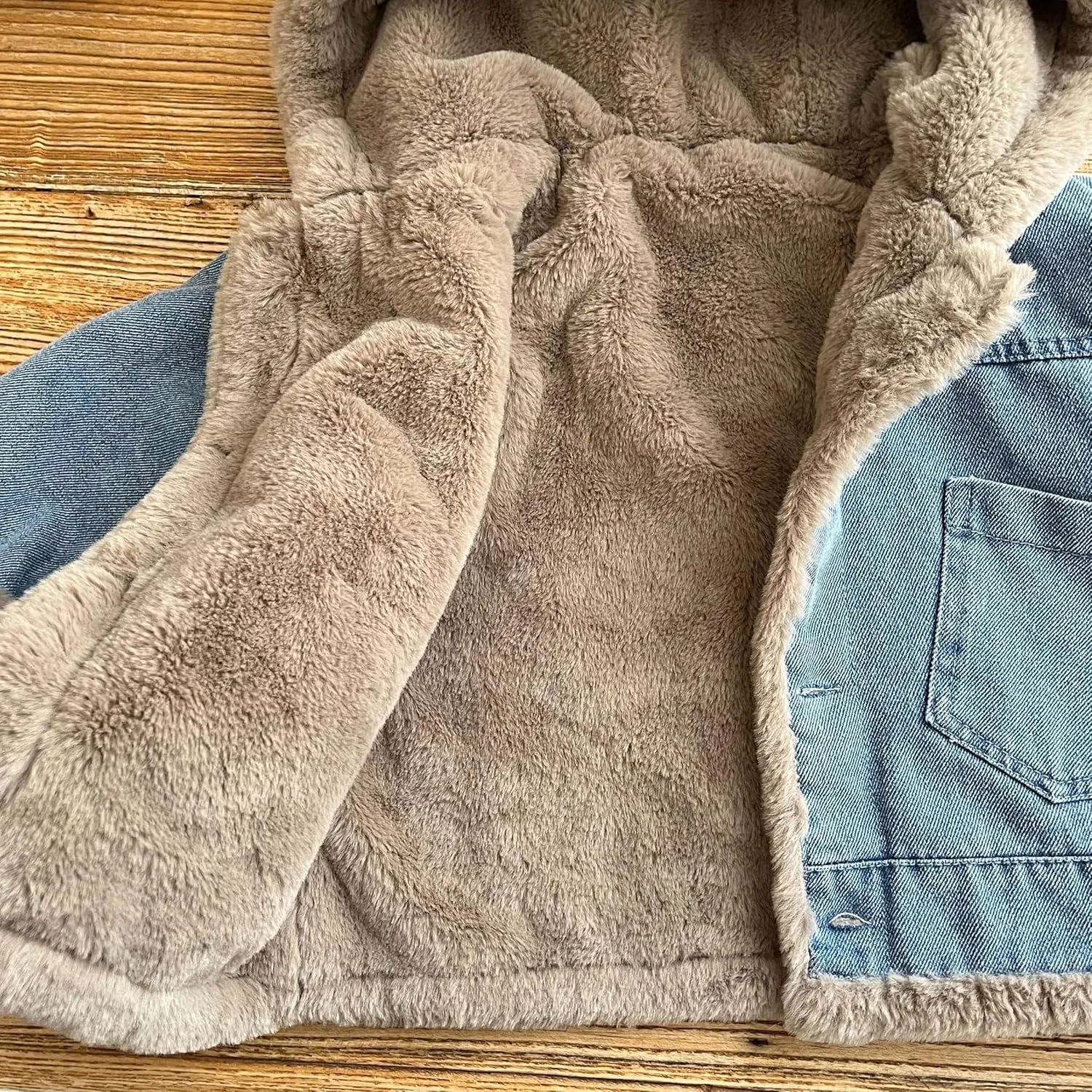 Toddler Baby Boys Hoodie Denim Jacket Winter Fleece Lined Thicken Coat Outerwear