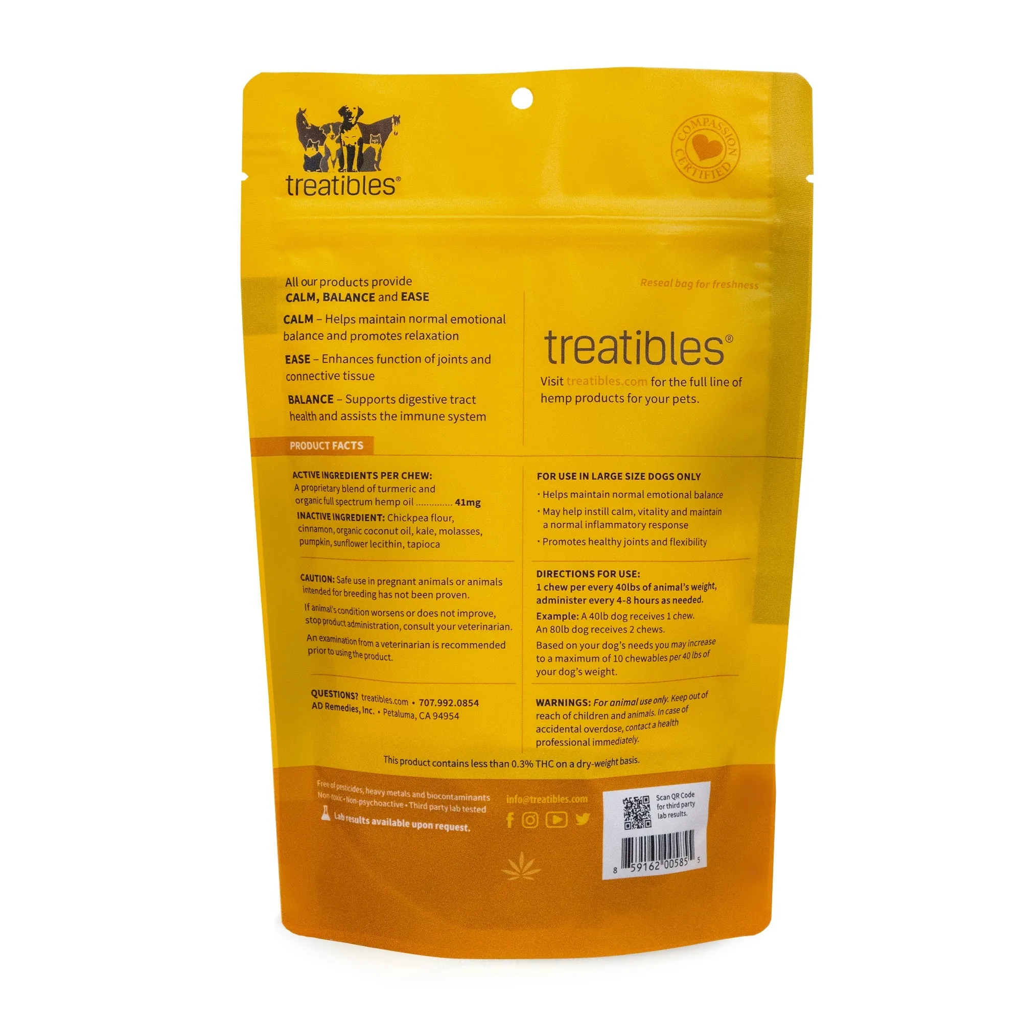 Treatibles® Full Spectrum Hemp 4mg Hard Chews - Large Dogs