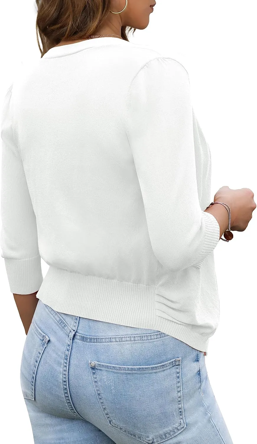 U.Vomade Women's Cropped Cardigan Bolero Shrug Open Front Sweater Long Sleeve S-1X