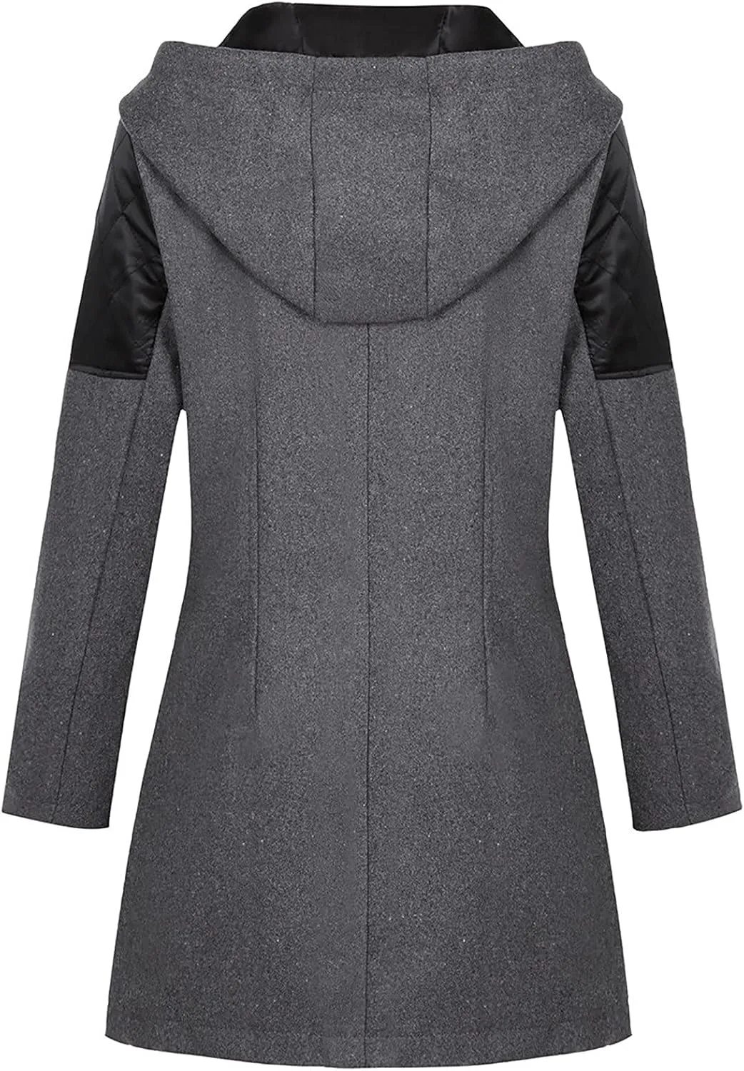 Winter Trench Coat Women Lapel Double Breasted Wool Blend Pea Coats Fashion Plaid Hooded Long Jacket with Belted