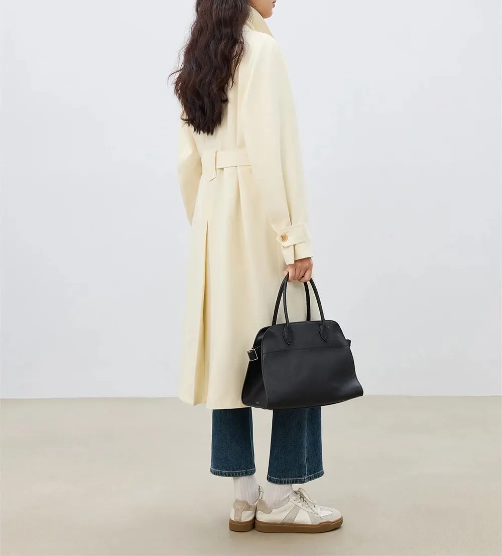 Women Long Trench Coat Lapel Single Breasted Trench Coat Solid Casual Office Long Jacket