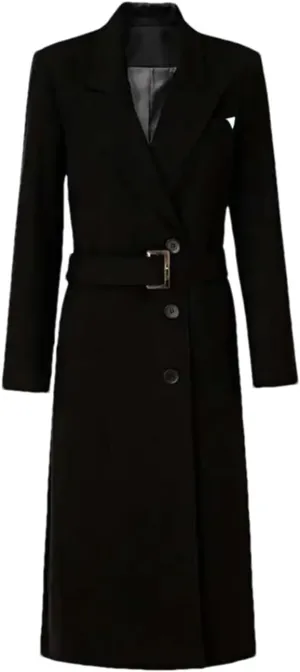Women Trench Coat Lapel Loose Single Breasted Long Sleeves Fall Trenchcoats Solid Office Long Jacket
