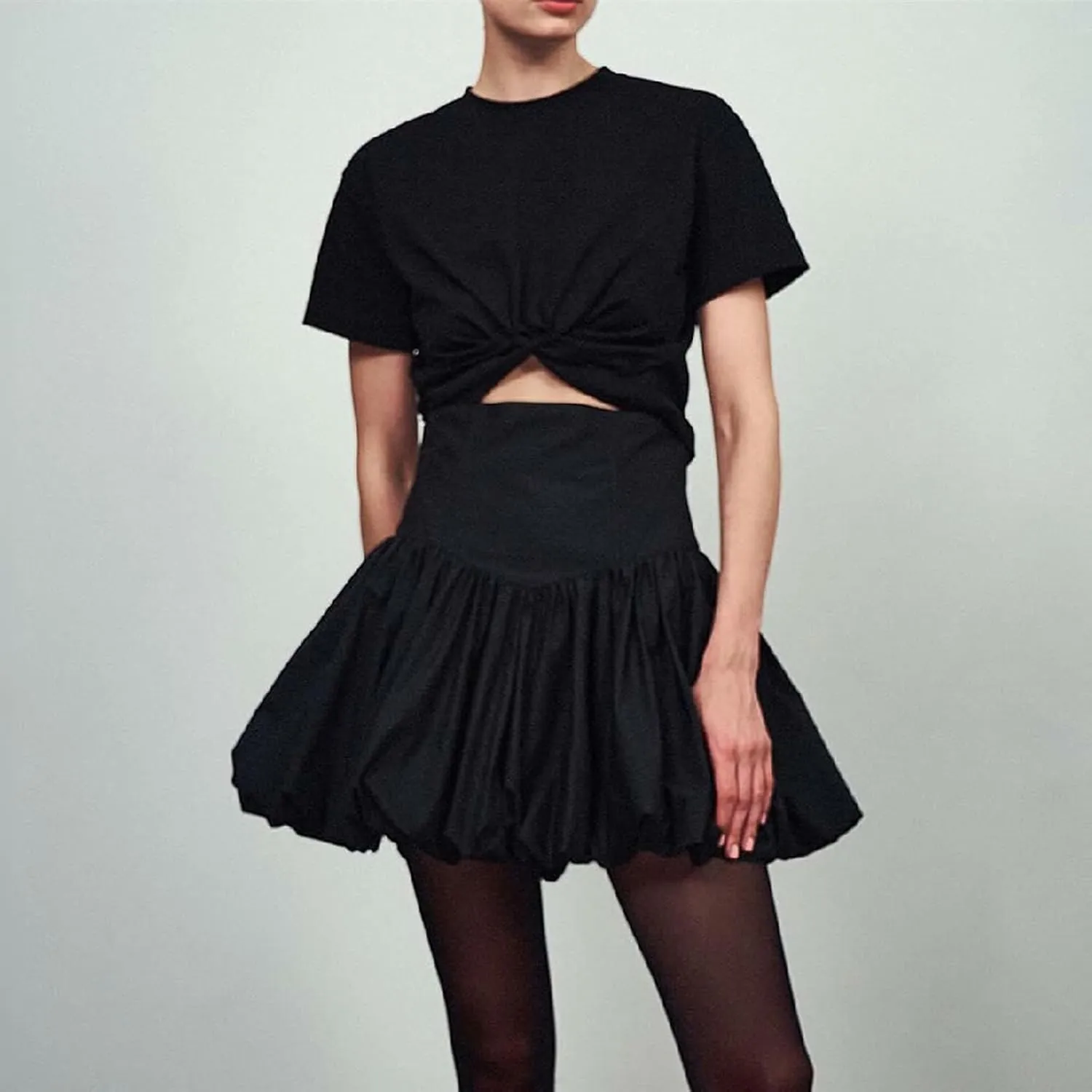 Women Y2K Bubble Skirt High Waist Ruffle Hem A Line Pleated Mini Short Skirt Teen Girls Puffy Short Skirts Streetwear