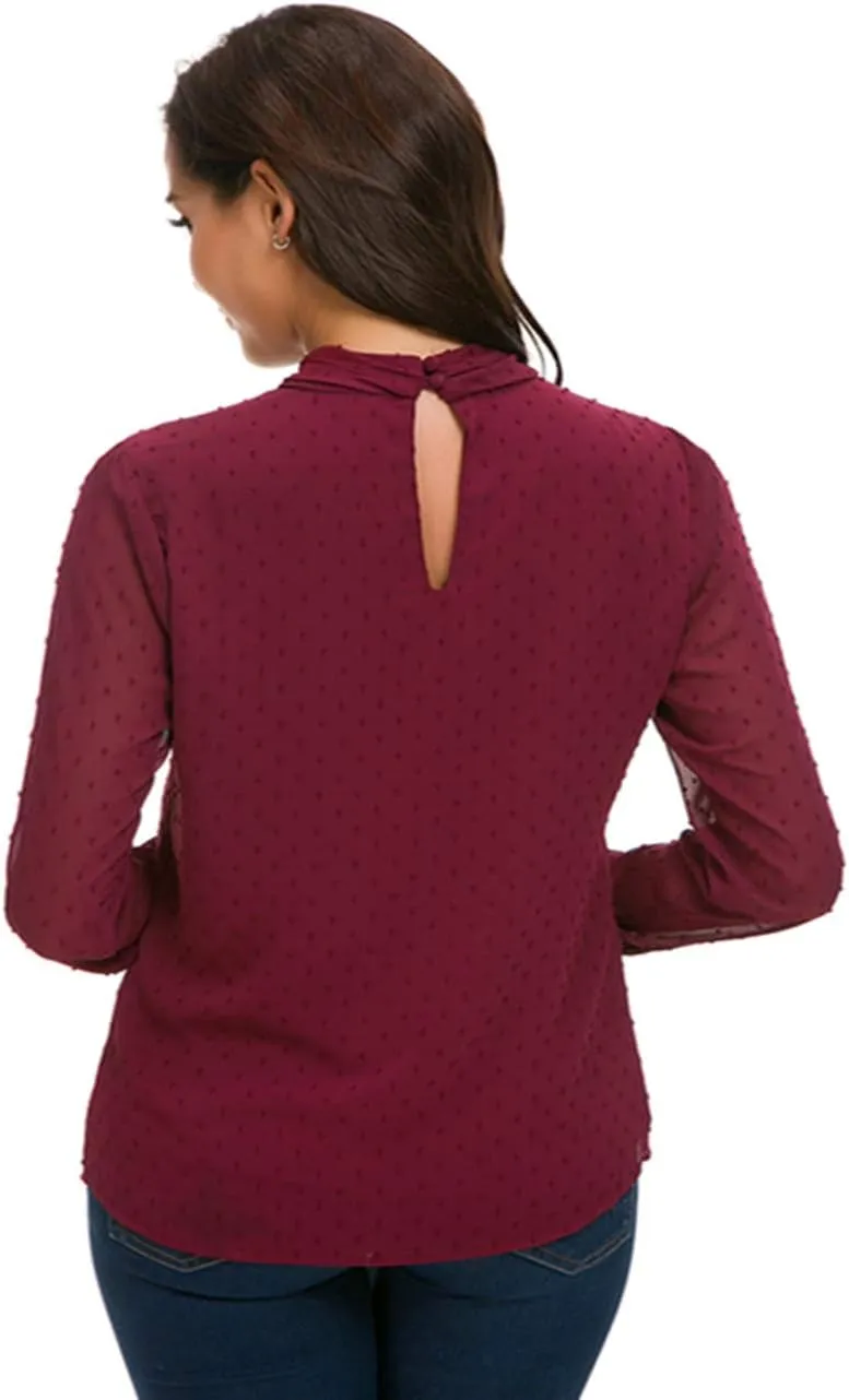 Womens Bow Tie Neck Spring/Summer Long/Short Sleeve Blouse Office Work Chiffon Elegant Casual Shirt Tops