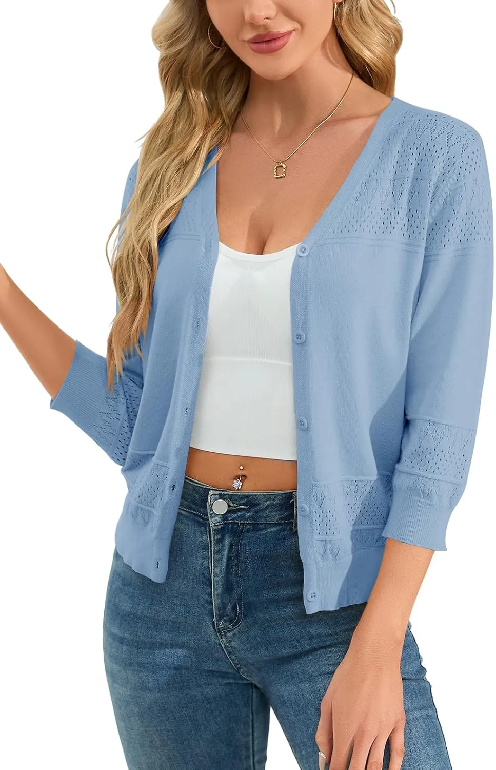 Womens Cropped Cardigan Knit Shrugs for Dresses V Neck Button Down Bolero Cardigans Sweaters