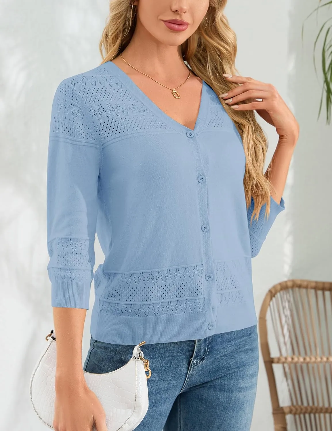 Womens Cropped Cardigan Knit Shrugs for Dresses V Neck Button Down Bolero Cardigans Sweaters