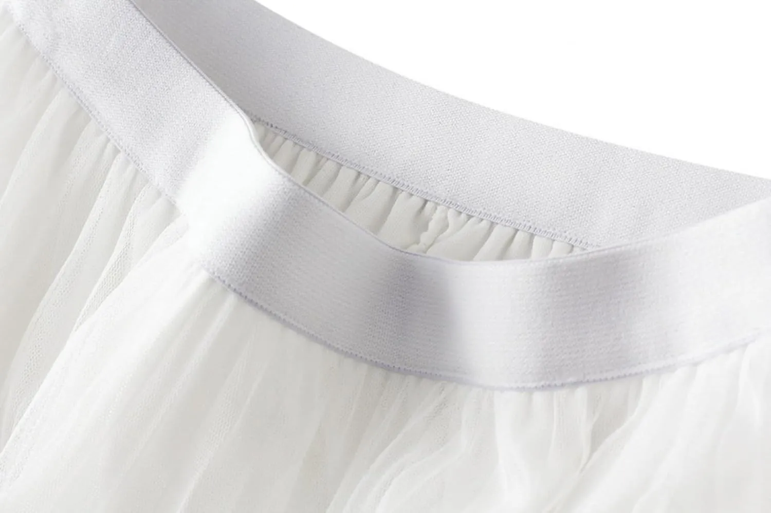 Women's Midi Skirt Elastic High Waist Lace Tulle Skirt Pleated Skirt